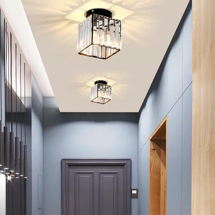 Plafonnier en cristal E27 LED au design moderne et créatif, luminaire décoratif de plafond, idéal po