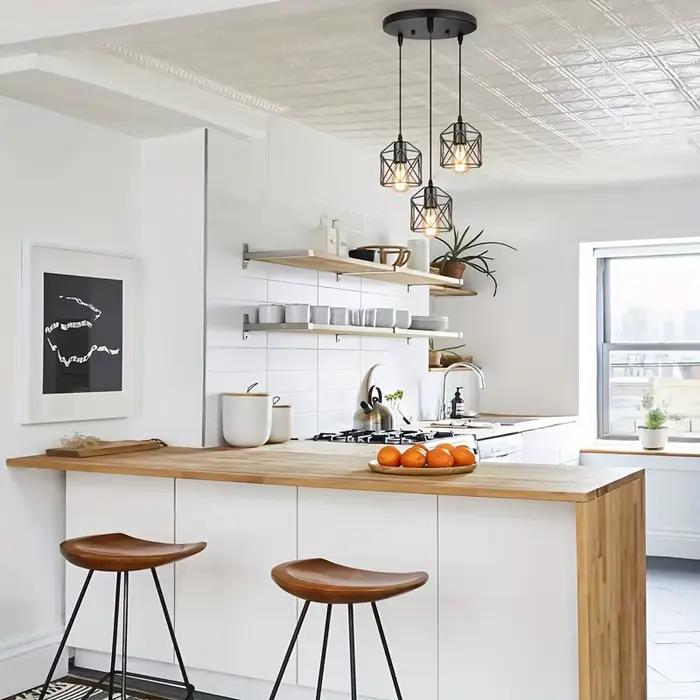 Lampe à suspension vintage à 3 têtes, lustre de plafond, abat-jour en métal E27 noir, adapté au salo