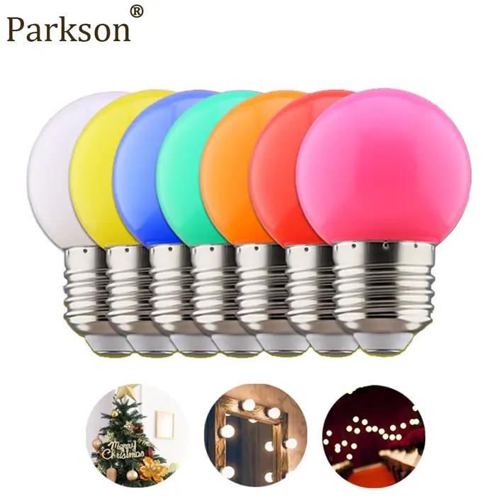 7 pièces/lot ampoule LED colorée lampe 1W E27 220V mariage décoration de noël lampe ampoule 7 couleu
