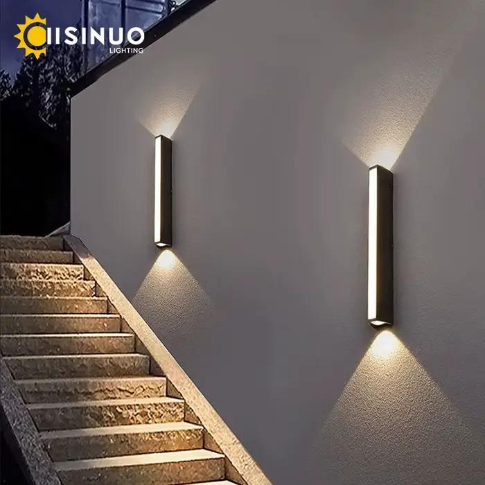 Applique murale LED imperméable en aluminium noir, conforme à la norme IP65, design moderne, éclaira