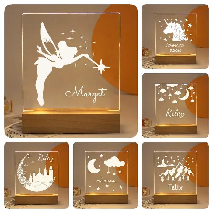 Livraison directe veilleuse personnalisée USB LED nom personnalisé lampe 3D décoration chambre jouet