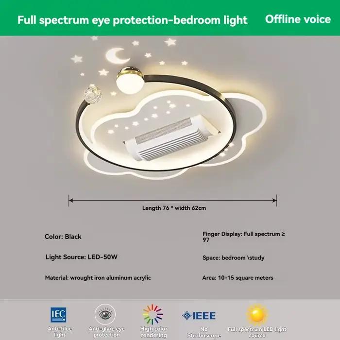 Moderne minimaliste LED ventilateur de plafond lumière avec télécommande ronde lampes à Suspension d