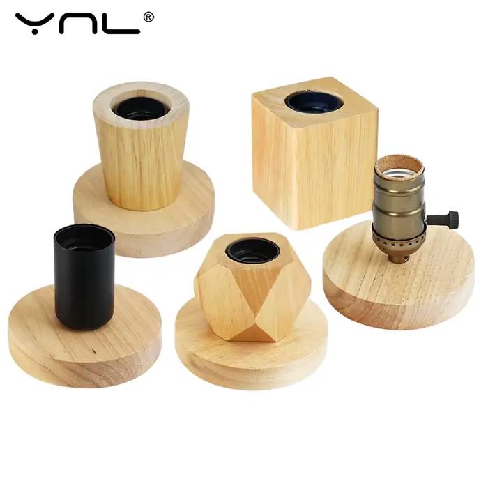 Lampe de Table en bois rétro moderne polyèdre E27 lampe de bureau prise ue salon chambre lampe de ch