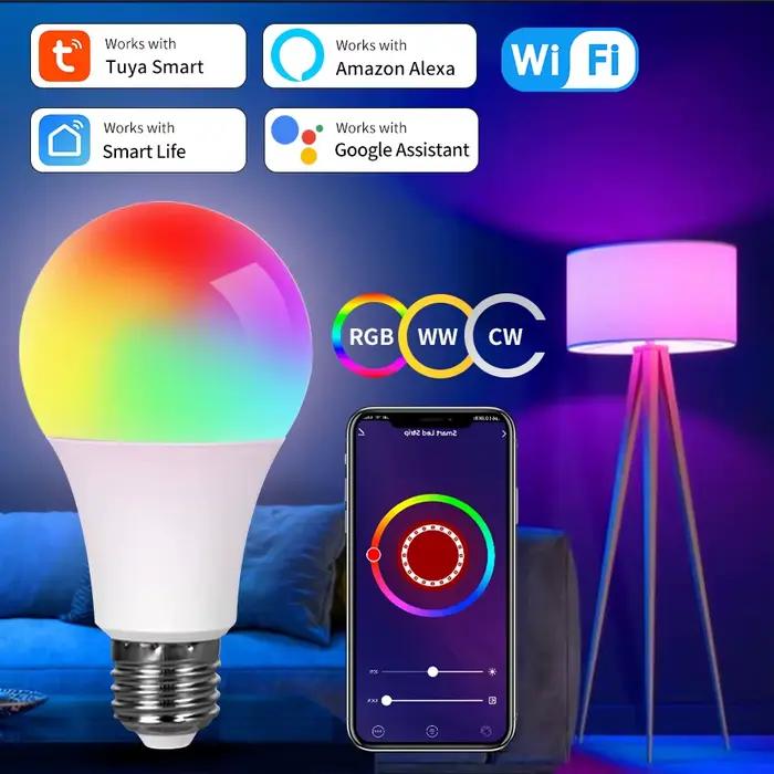 Ampoule LED WiFi intelligente Tuya, AC 220V 110V, E27, 10/15/20W, lampe LED Alexa, application Smart