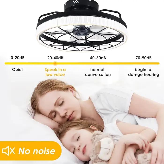 Plafonnier en cage 20 "avec télécommande et télécommande, 5 enceintes, 6 vitesses de vent pour chamb