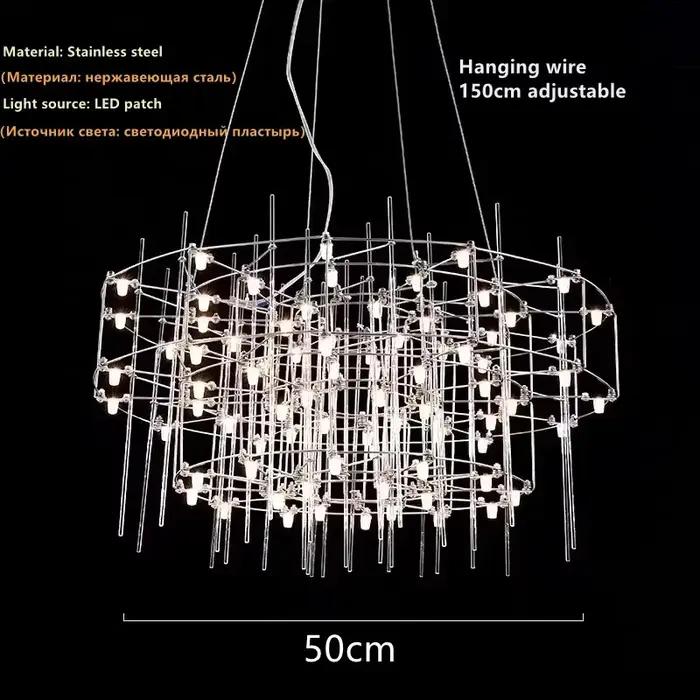 Lustre de luxe en acier inoxydable, plafond moderne chromé LED luciole pour projet salon hôtel récep