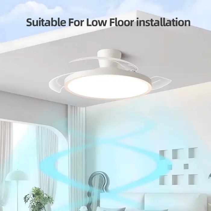 IRALAN-Ventilateur de Plafond Invisible Moderne avec Lumière LED, Moteur DC, Grand Volume d'Air, Tél