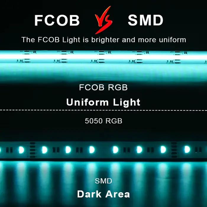 Bande Lumineuse LED COB RGBW RGBCCT à Haute Densité, Éclairage à Intensité Variable, Flexible, RA90 