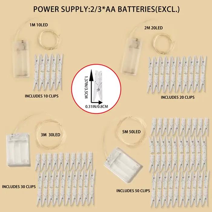 Guirxiété lumineuse LED avec clips photo, lumières dégradées pour chambre, mur, cartes de gestion, d