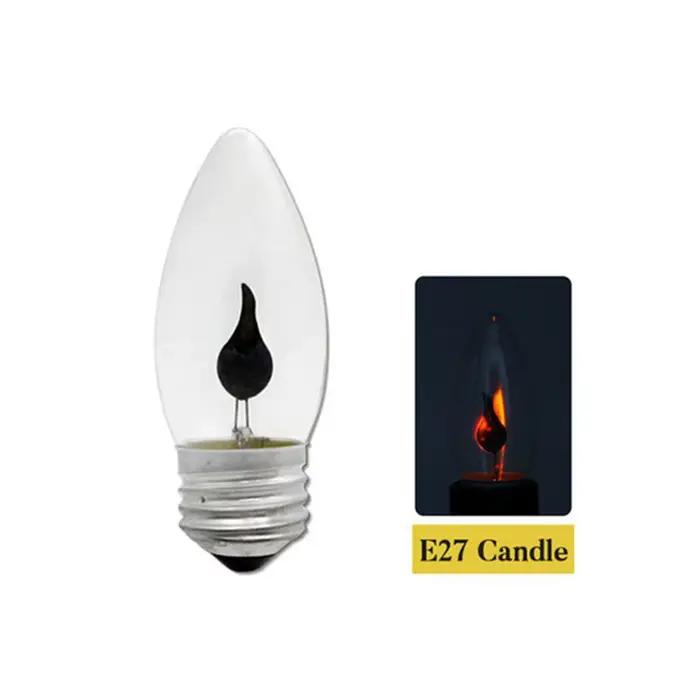 Edison Led bougie ampoule E14 E27 LED effet de flamme ampoule 3W AC220V maison pour décor éclairage 