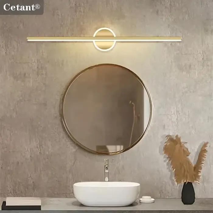 Applique Murale LED Moderne 40/60cm, Luminaire Miroir Salle de Bain Toilettes Noir Or, Longue Bande 