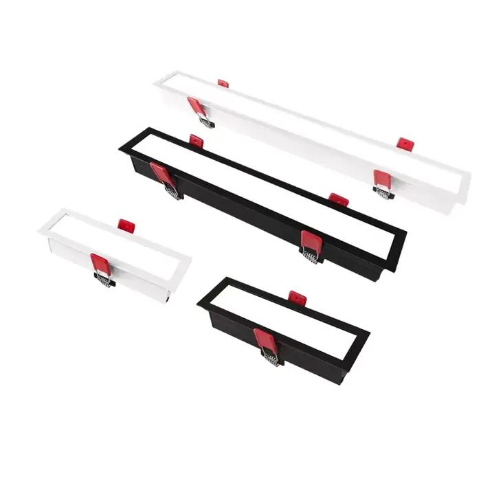 Plafonnier LED encastré anti-éblouissement en aluminium, lumière linéaire intégrée, 85-265V, adapté 