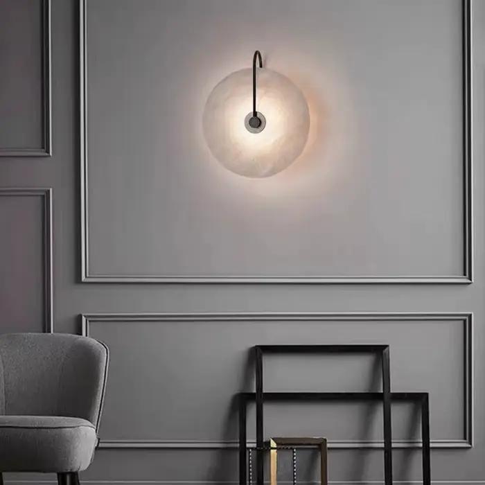Lampe murale décorative moderne en marbre, appliques murales circulaires en pierre LED, pour couloir