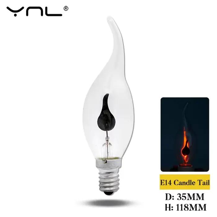 E27 E14 lampe à LED scintillement flamme bougies ampoules AC 220V 230V 3W Edison Vintage feu ampoule