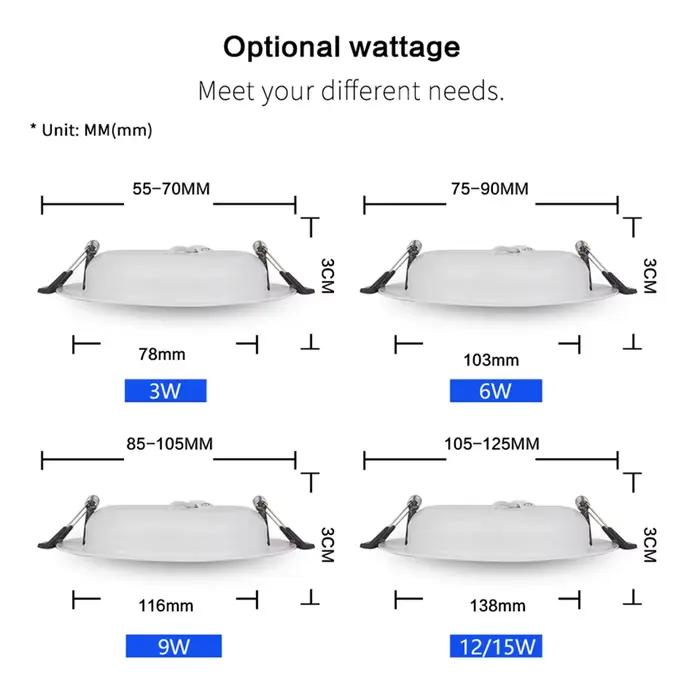 LED Downlight AC DC 12V 24V 36V encastré rond LED plafonnier 3W 6W 9W 12W 15W 18W 36W Spot éclairage