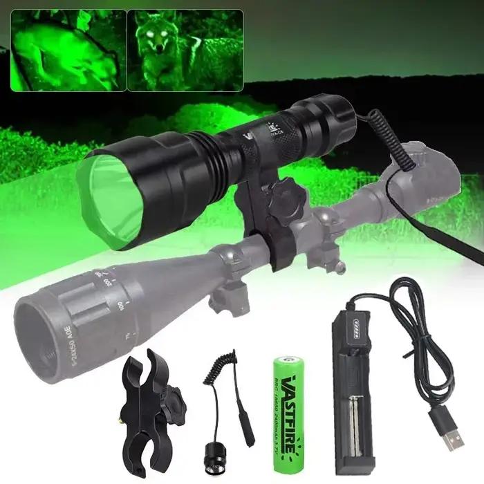 Lampe de poche LED C8, lanterne tactique pour fusil de chasse, blanc/vert/rouge, interrupteur de pre