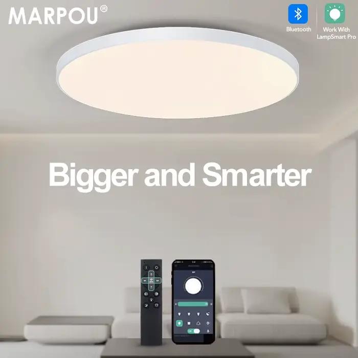 MARPOU grande taille plafonnier intelligent lampe à LED pour chambre 80W plafonniers avec télécomman