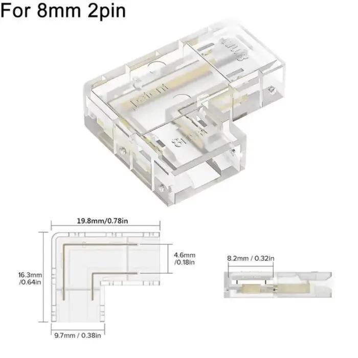 Connecteurs LED COB en forme de L pour bandes lumineuses, borne de connecteur d'angle, pratique, 2 b