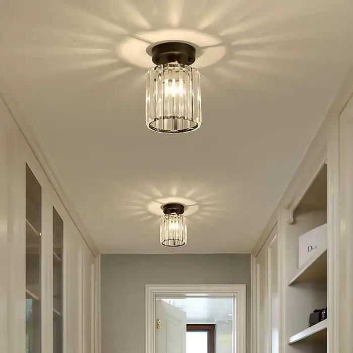 Plafonnier en cristal E27 LED au design moderne et créatif, luminaire décoratif de plafond, idéal po