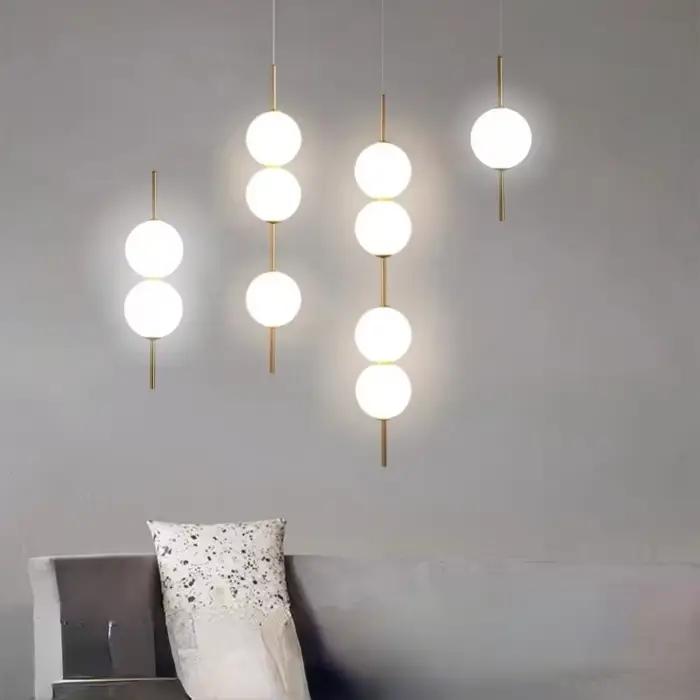 Boule de verre suspension pour chambre chevet lampe suspendue lustres de plafond éclairage moderne d