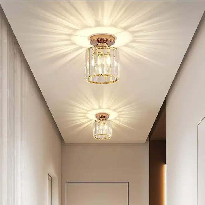 Plafonnier en cristal E27 LED au design moderne et créatif, luminaire décoratif de plafond, idéal po