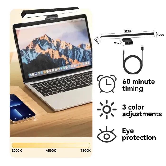 Lampe de bureau à Led magnétique pour écran d'ordinateur RBG, barre de lumière suspendue en continu