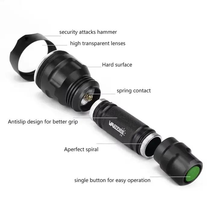 Lampe de poche LED C8, lanterne tactique pour fusil de chasse, blanc/vert/rouge, interrupteur de pre