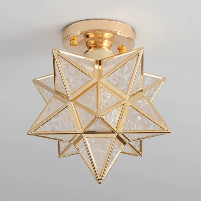 Pentagram-Plafonniers Étoiles Dorés Modernes, Lampe Déco, Couloir, Allée, Entrée, délégations, Salle
