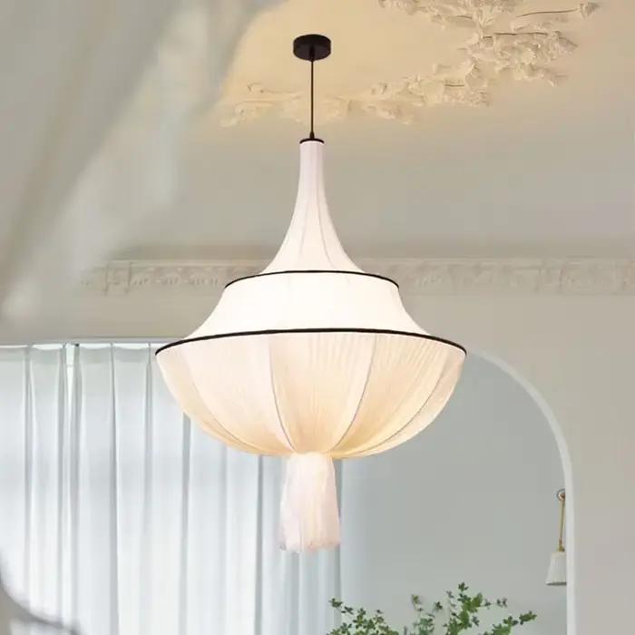 Lampe suspendue en tissu français pour plafond, Vintage, luminaire décoratif d'intérieur, idéal pour