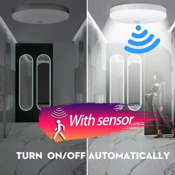 Plafonnier LED intelligent avec capteur de mouvement humain, luminaire décoratif de plafond, idéal p