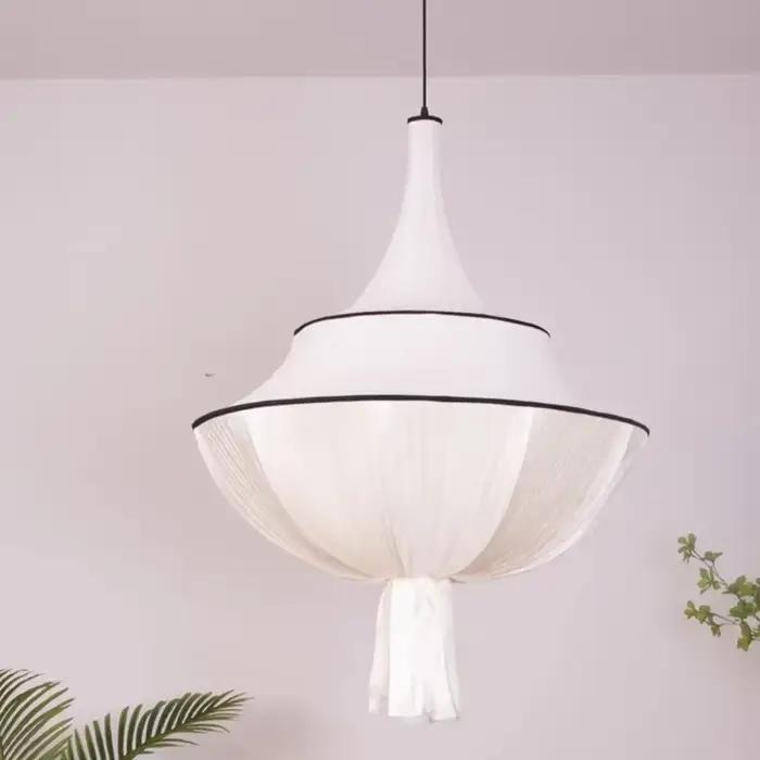 Lampe suspendue en tissu français pour plafond, Vintage, luminaire décoratif d'intérieur, idéal pour
