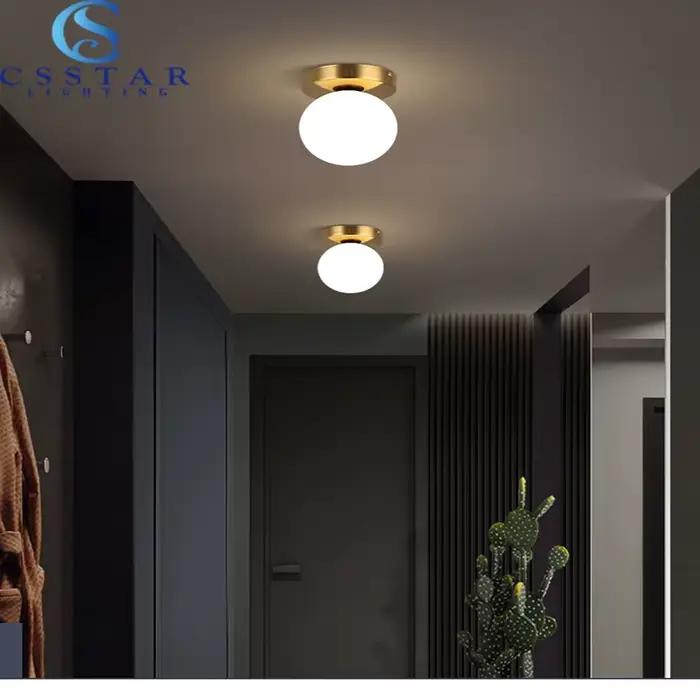 Nordique Simple moderne rond boule de verre plafonnier salon éclairage couloir plafonnier chambre la