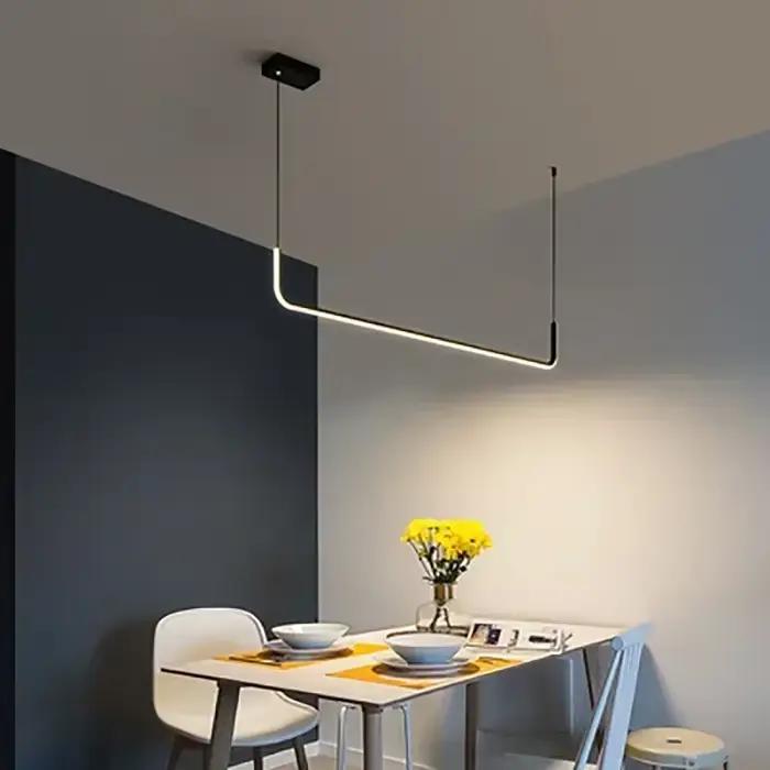 Moderne LED bande Lustre lumière Restaurant cuisine décor plafond or suspendus pendentifs salon écla