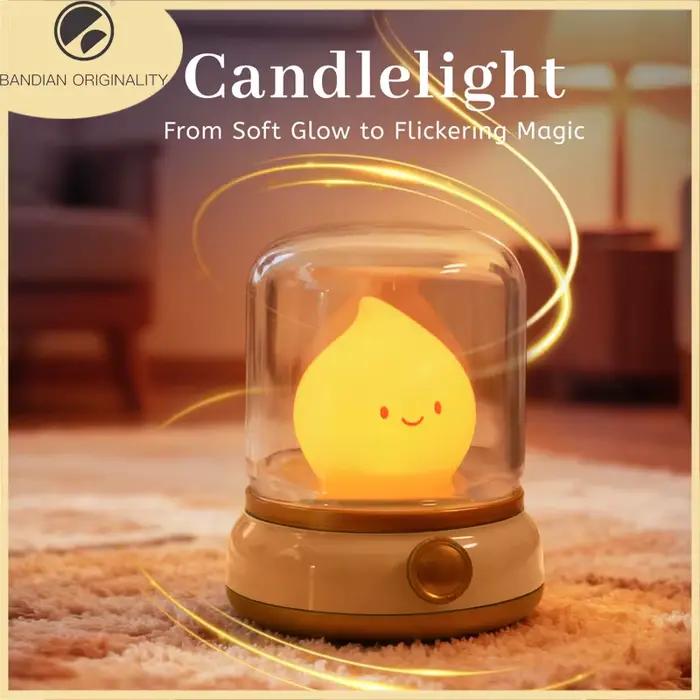 Mini lampe de nuit LED de bureau mignonne, lampe de table de dessin animé portable, aste par USB, cr
