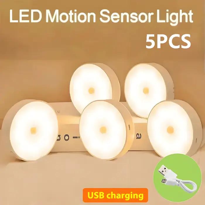 5 pièces sans fil LED veilleuse capteur de mouvement lampe USB veilleuses pour chambre cuisine escal