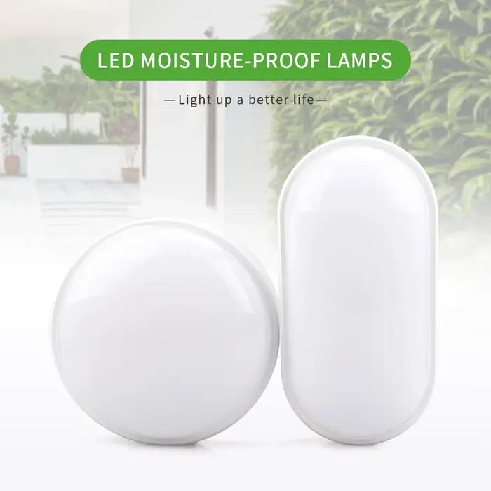 Plafonnier LED rond/ovale résistant à l'humidité, étanche IP65, pour salle de bain, jardin extérieur