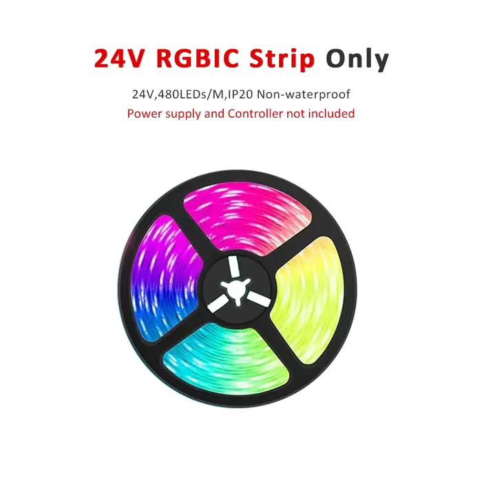 Bande lumineuse LED RGBIC Wifi, 5M 10M 15M 20M, 24V COB WS2811 pixels, ruban Flexible, application f