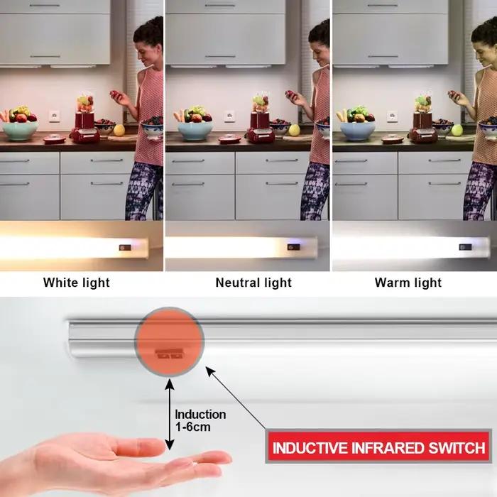 Lumière LED sous-meuble lumières pour cuisine interrupteur de balayage manuel PIR capteur de mouveme