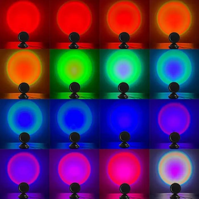 Mini lampe de coucher de soleil USB, projecteur Led, veilleuse, interrupteur 16 couleurs, atmosphère