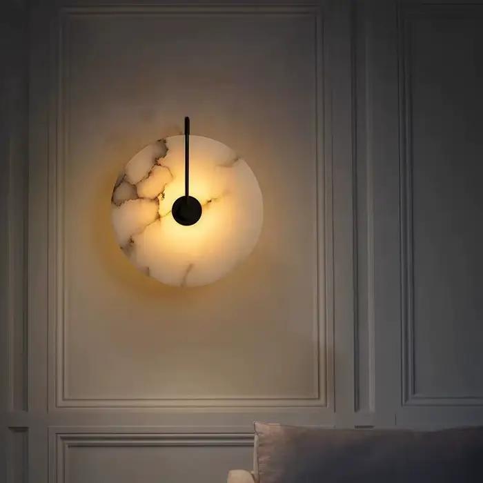 Lampe murale décorative moderne en marbre, appliques murales circulaires en pierre LED, pour couloir