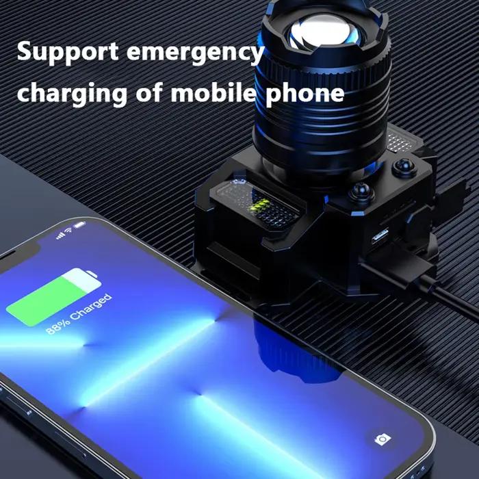 Zoomable LED phare Usb Rechargeable phare capteur de mouvement étanche lampe frontale phare d'urgenc