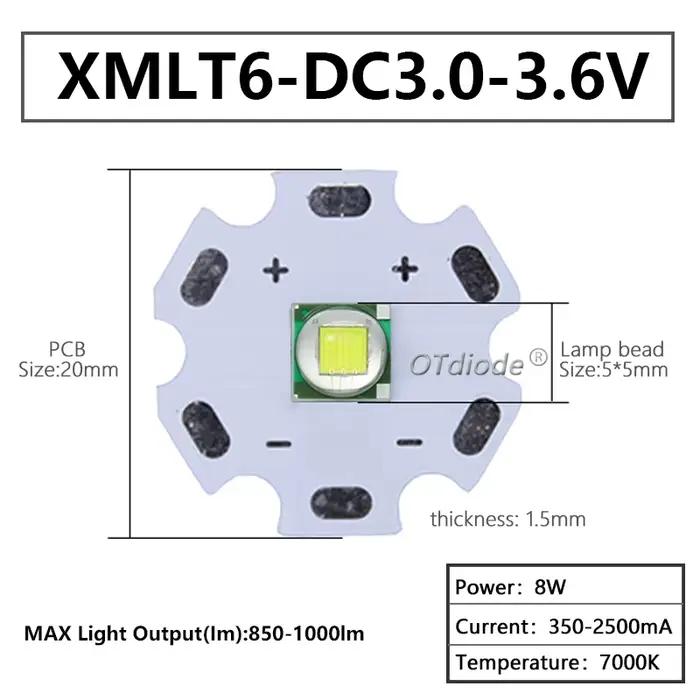 Puce LED COB XLM T6 perles XHP70 XHP90 XHP110 3A6A 9A10A 24A 10W18W24W45W72W DC3-5V DC6-8V DC24V LED