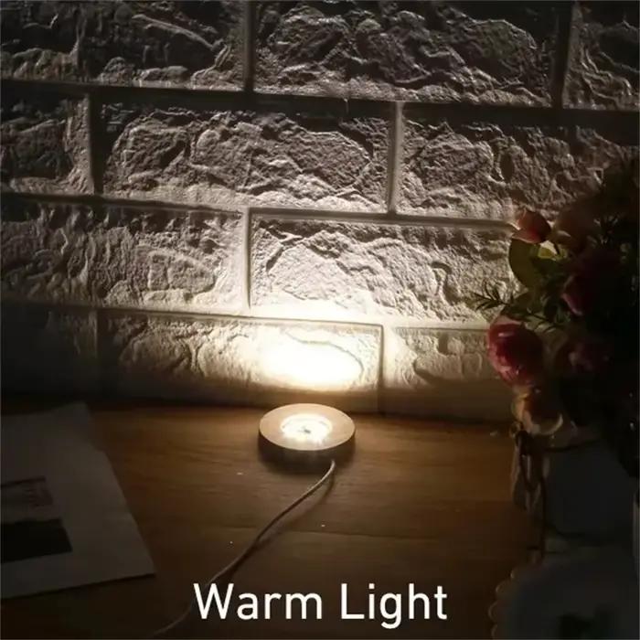 Support de lampe LED coloré en bois massif, chargement USB, Base de lumière en bois, veilleuse roman