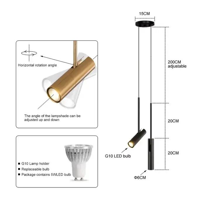 Nordique noir LED lustre pendentif lumières chambre chevet éclairage décor salle à manger luminaire 