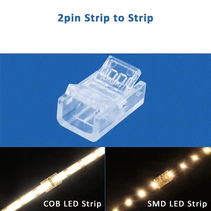 Connecteur de bande LED flexible, 2 broches, 8mm, 10mm PCB, coin de fil rapide, sans soudage pour 28