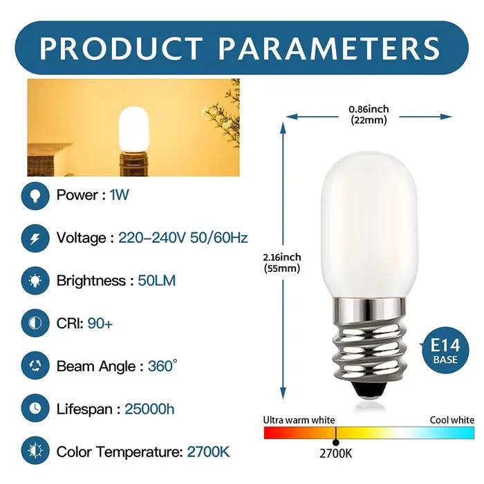 Ampoule de candélabre LED E14 à intensité variable givrée 220V T22 1W 2700K ampoules de bougie LED t