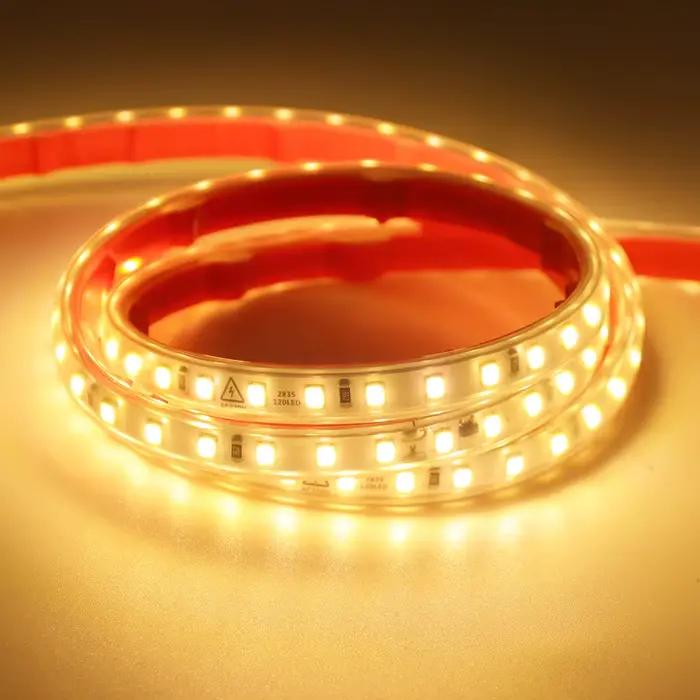 Bande lumineuse LED 220V 2835, Kit d'alimentation ue, 120LED/m AC 220 V volts, éclairage haute lumin
