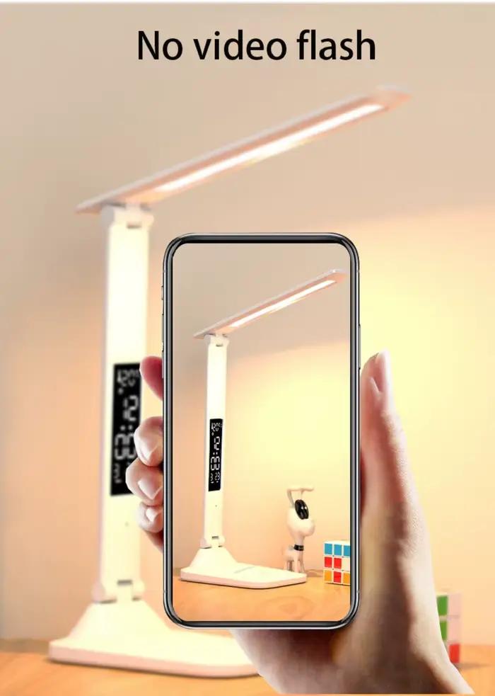 Nouvelle lampe de Table Led tactile pliable USB Rechargeable avec réveil thermomètre veilleuse à int