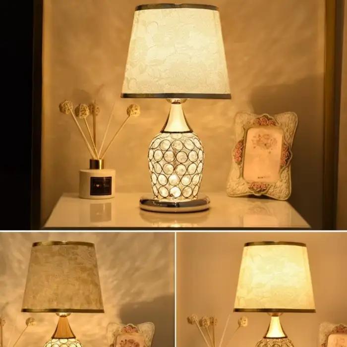 Lampe de Table en cristal de Style européen, Simple et moderne, pour chambre à coucher, chaude, roma