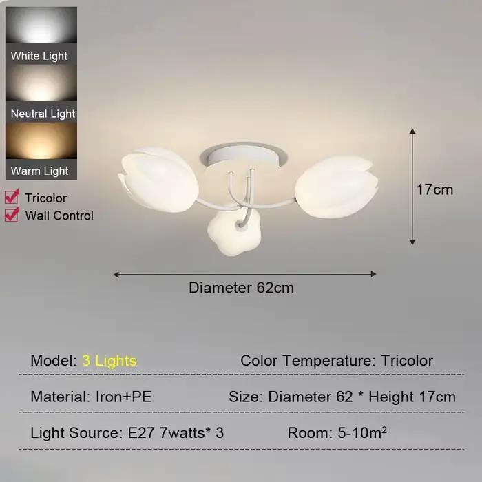 Plafonnier LED de Style Tulipe Crème pour Salon, Salle à Manger, Chambre à Coucher, Allée, Moderne, 